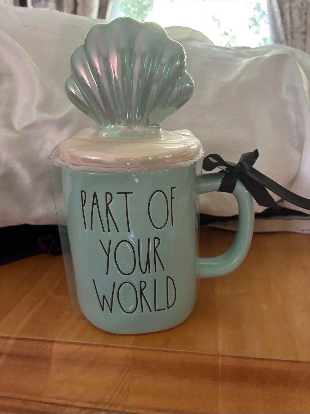 Rae Dunn Aqua 'Part of Your World' Mermaid Shell Lid Mug